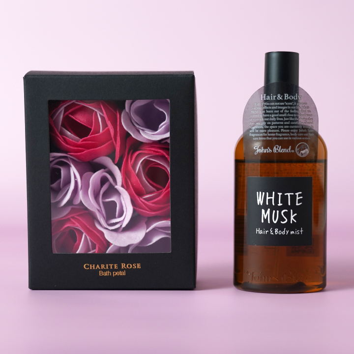 シャリテローズ フラワーバスペタル ミニ ヘア&ボディミスト コットンポーチセット